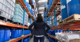 Woman standing in warehouse